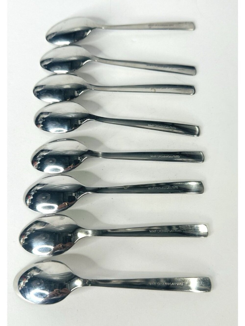 WMF Line Cromargan Set of 8 Demitasse Spoons Stainless Flatware Germany 4.5” VTG - Picture 8 of 14